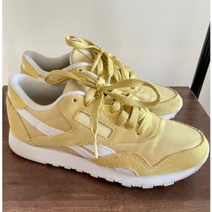 Reebok Classic Nylon Trainers Soft Lime Yellow FW2183